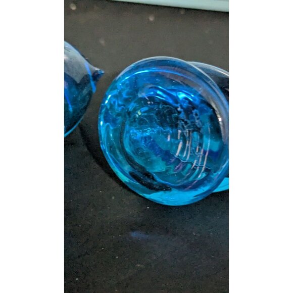 Handmade Bluebird Of Happiness Glass Figurines By Terra Studios Pair Of 1991 Si - Picture 10 of 11